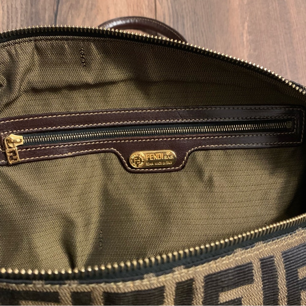 ❌SOLD❌ Vintage Fendi Zucca Brown Monogram Canvas Convertible Boston Bag - Picture 12 of 14